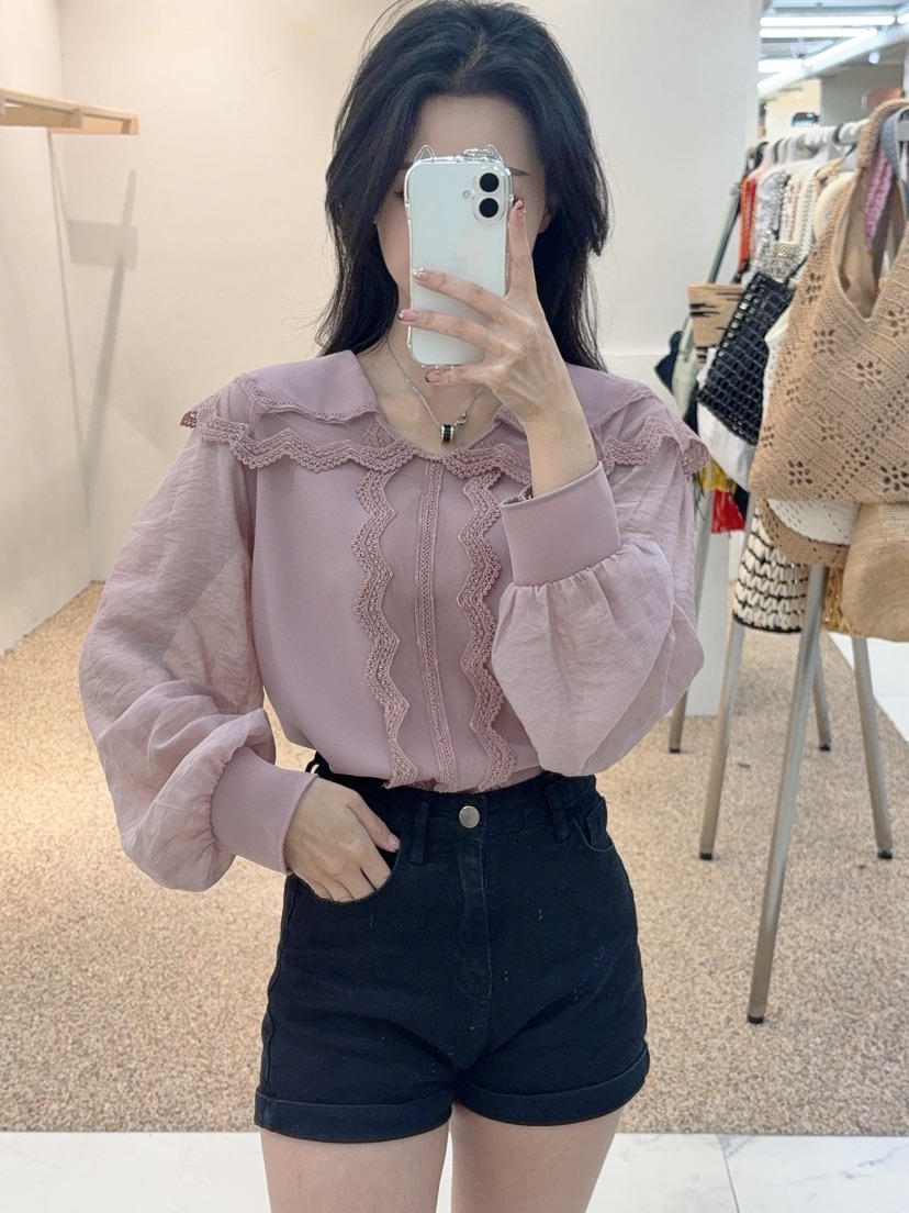 BLUE RIBBON韓國直郵㊣女士新品熱賣推薦人氣時尚襯衫蕾絲衫BLUE RIBBON襯衫/蕾絲衫