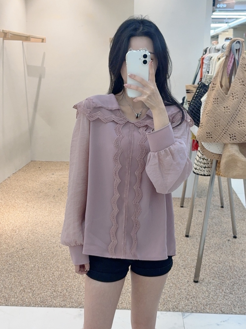 BLUE RIBBON韓國直郵㊣女士新品熱賣推薦人氣時尚襯衫蕾絲衫BLUE RIBBON襯衫/蕾絲衫