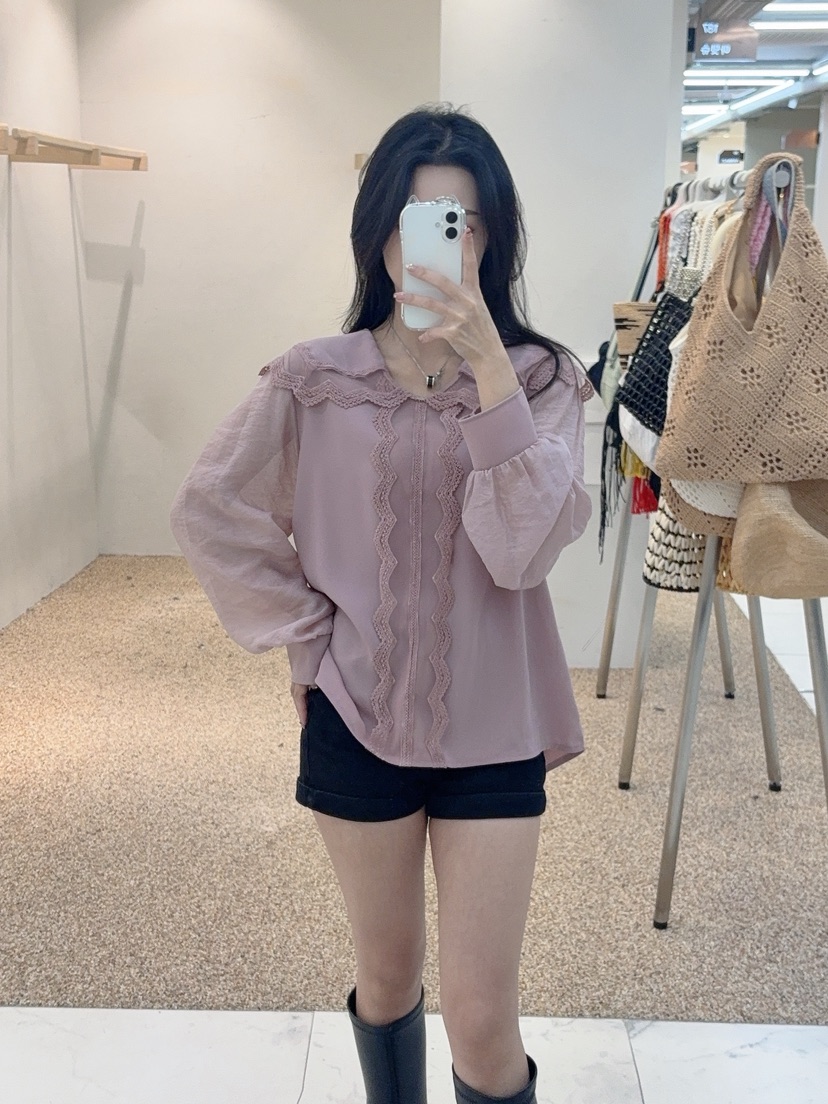 BLUE RIBBON韓國直郵㊣女士新品熱賣推薦人氣時尚襯衫蕾絲衫BLUE RIBBON襯衫/蕾絲衫
