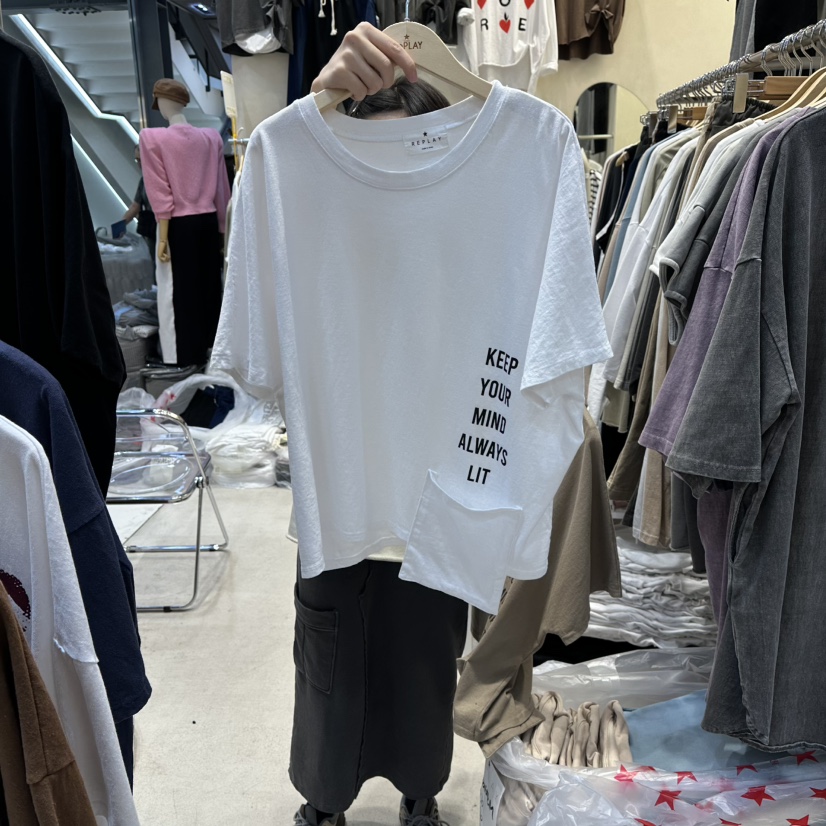 REPLAY韓國直郵㊣女裝新品真品25秋冬熱賣職業休閑人氣時尚T恤REPLAYT恤圖色1