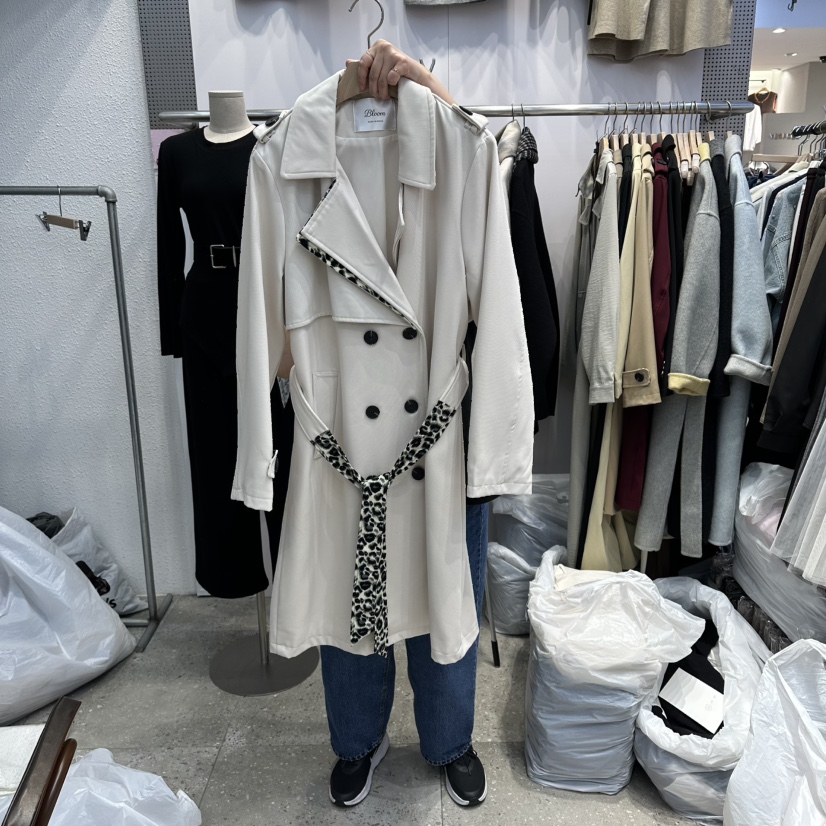 BLOOM韓國直郵㊣女裝新品熱賣25秋冬長款風衣含腰帶拼色長款BLOOM-Q長款風衣圖色1