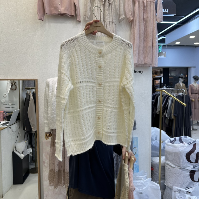 SYMPHONY東大門㊣實拍女士新款休閑人氣時尚真品毛衣網眼開衫SYMPHONY毛衣圖色4