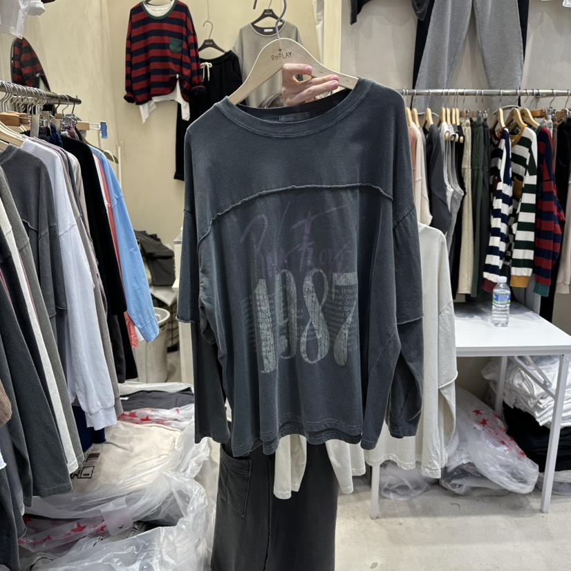 REPLAY韓國代購㊣女士新品職業時尚休閑真品人氣25秋冬長袖T恤REPLAY長袖T恤圖色2墨色