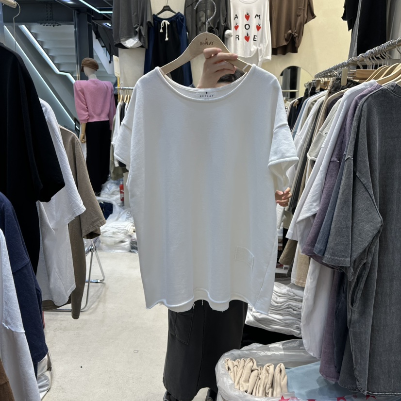 REPLAY韓國直郵㊣女士新品職業真品25秋冬時尚休閑人氣推薦T恤REPLAYT恤圖色1白色