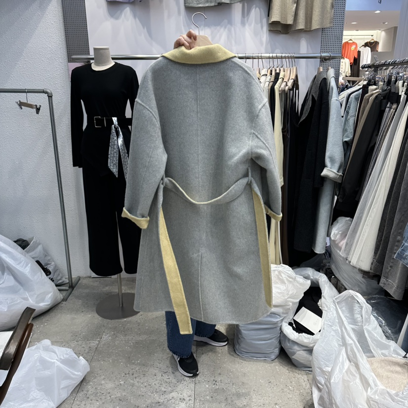 BLOOM韓國直郵㊣女士新品真品人氣中長款大衣手工制作含腰帶BLOOM-Q中長款大衣