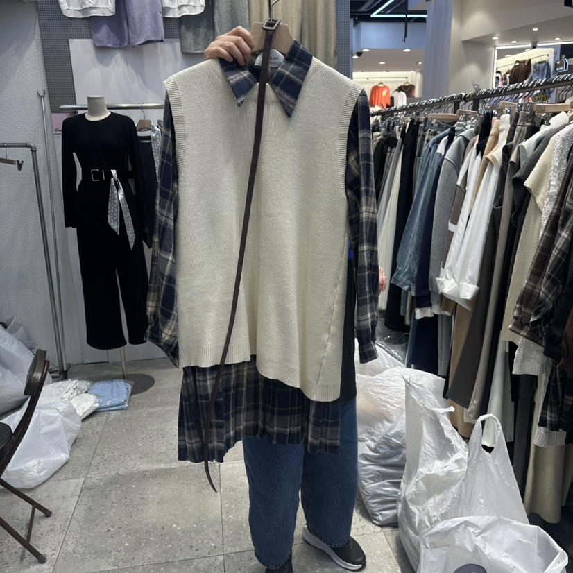 BLOOM東大門㊣代購女裝新款時尚熱賣職業套裝含腰帶套裝格紋BLOOM-Q套裝圖色2