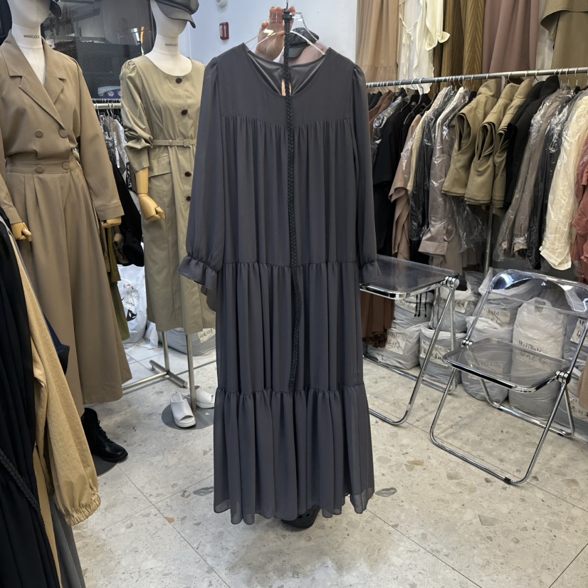 MARIGOLD東大門㊣直郵女士新品熱賣25秋冬休閑連衣裙含腰帶MARIGOLD連衣裙圖色2墨色