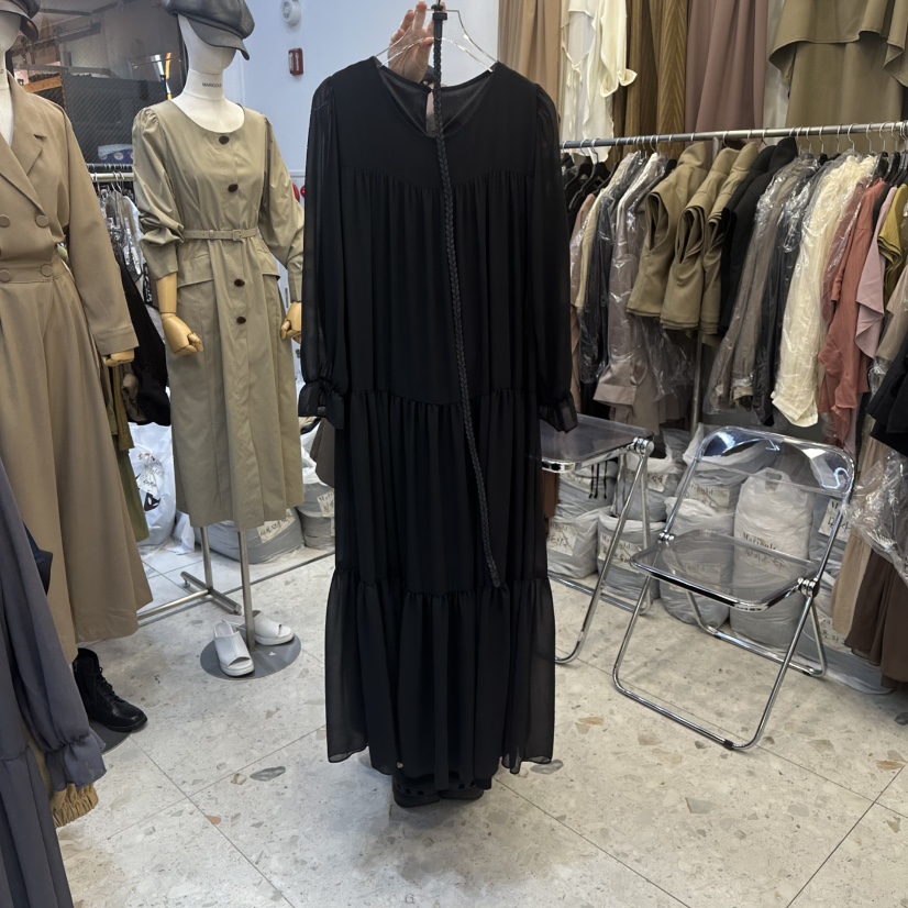 MARIGOLD東大門㊣直郵女士新品熱賣25秋冬休閑連衣裙含腰帶MARIGOLD連衣裙圖色3黑色