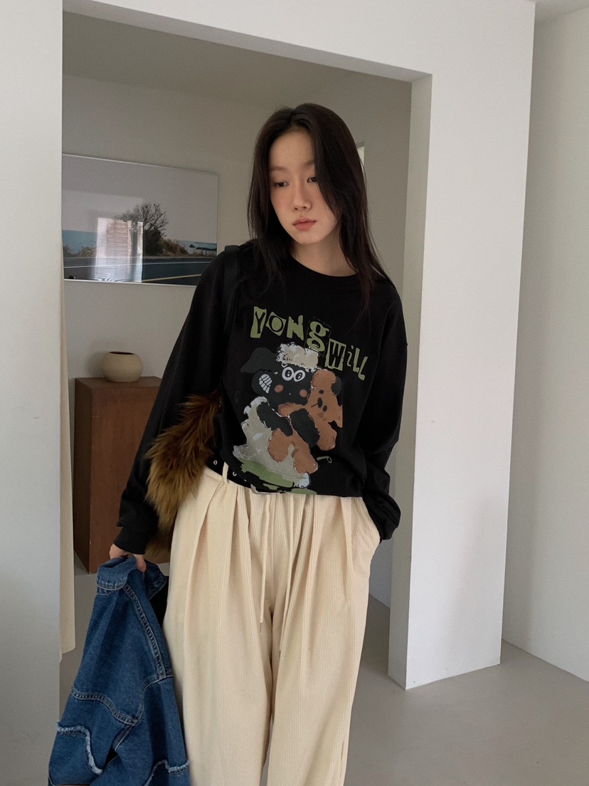 CAMEL-P東大門㊣代購女士新款25秋冬長袖T恤Came_l 家長袖T恤