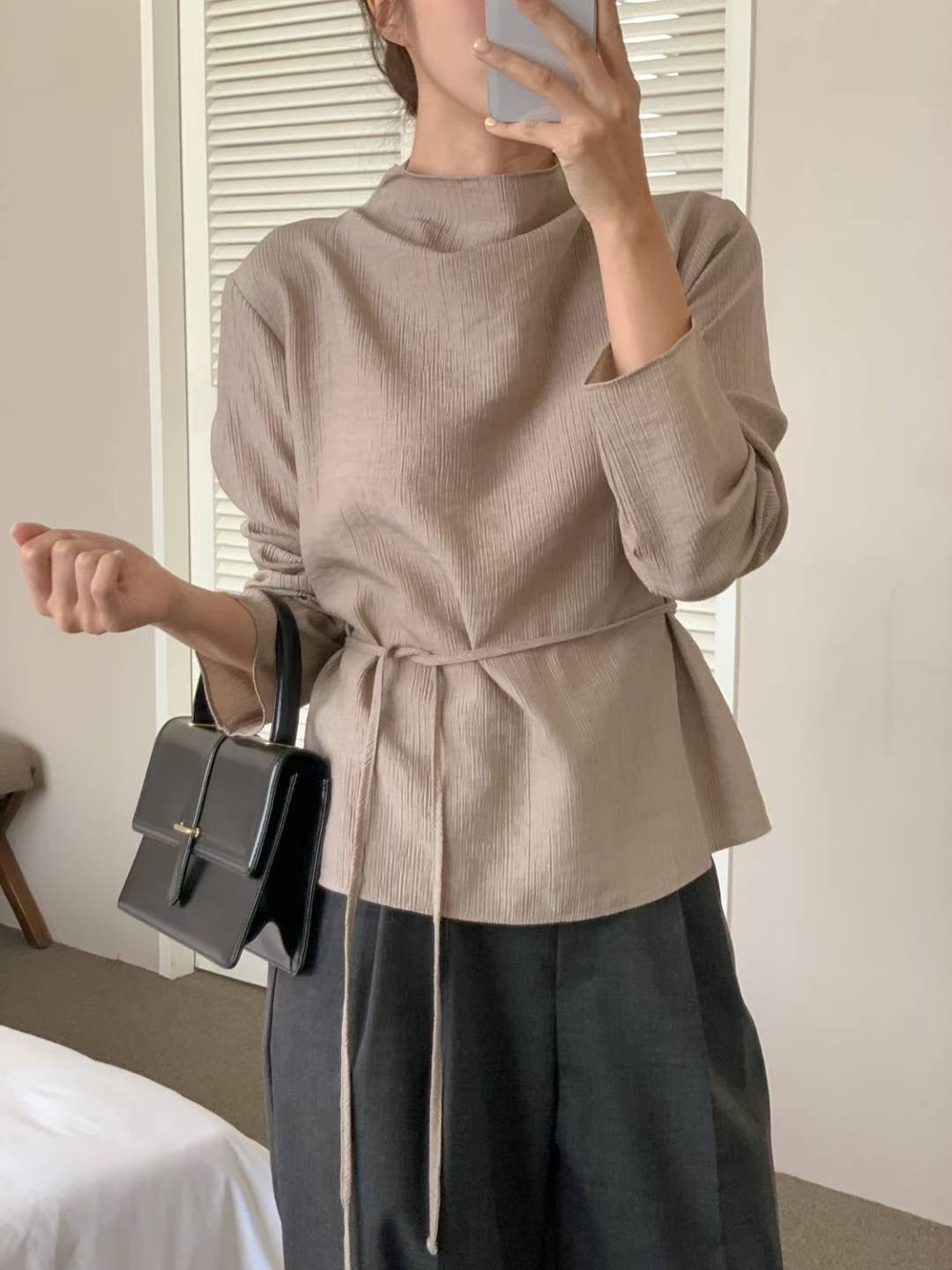 SUNDAY東大門㊣代購女士新款真品休閑時尚推薦25秋冬襯衫蕾絲衫SUNDAY襯衫/蕾絲衫圖色2