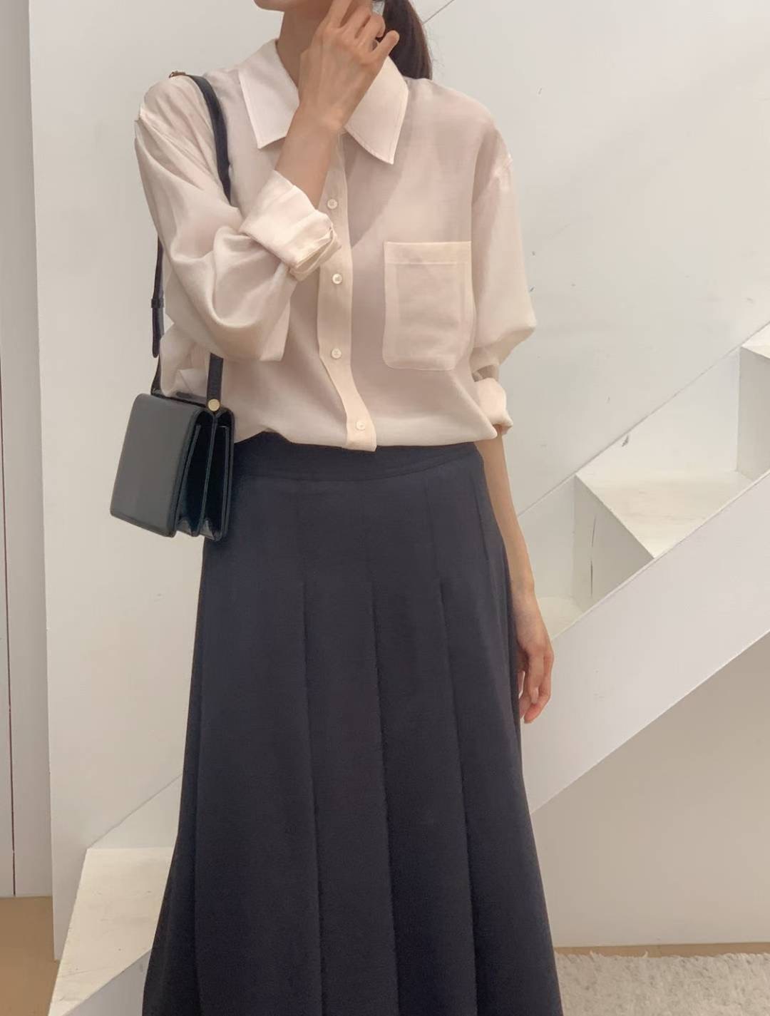 SUNDAY東大門㊣代購女裝新品休閑推薦職業25秋冬襯衫蕾絲衫SUNDAY襯衫/蕾絲衫圖色4