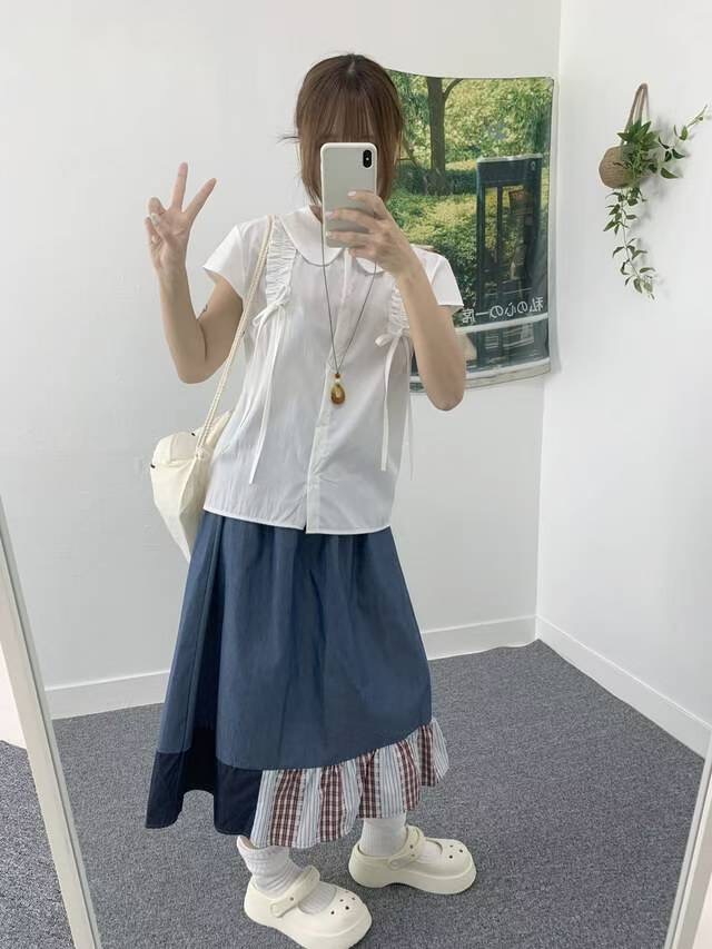 WOOJOO東大門㊣實拍女裝新款時尚人氣25秋冬熱賣襯衫蕾絲衫WOOJOO襯衫/蕾絲衫