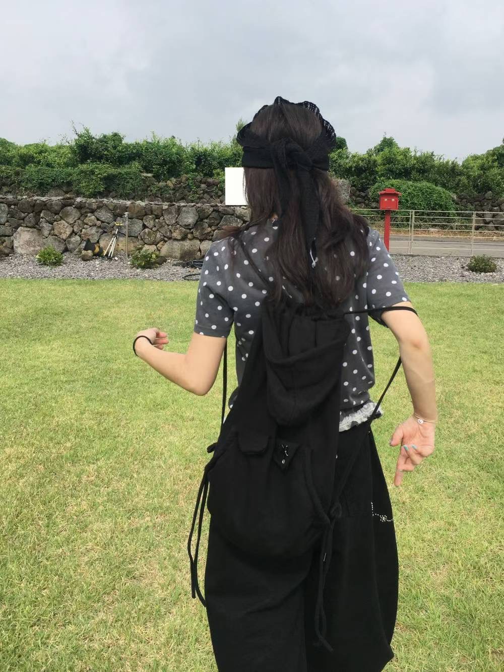 WOOJOO韓國直郵㊣女士新品職業25秋冬休閑人氣雙肩背包連帽WOOJOO雙肩背包
