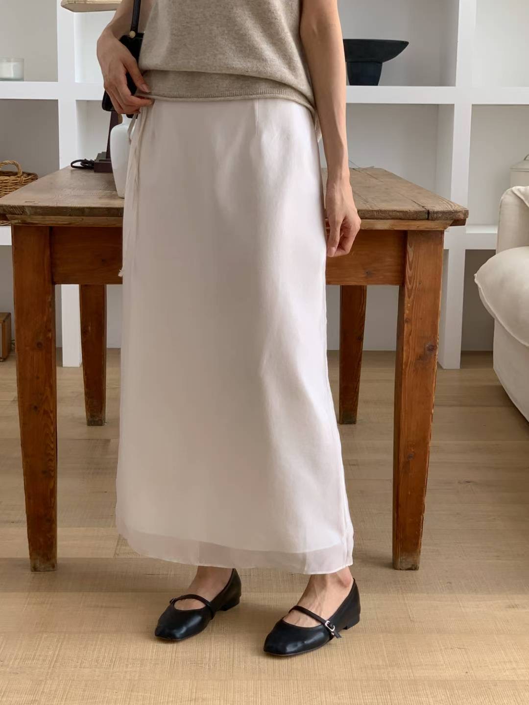 SUNDAY東大門㊣直郵女士新品25秋冬職業人氣休閑長裙歐根紗SUNDAY長裙圖色1