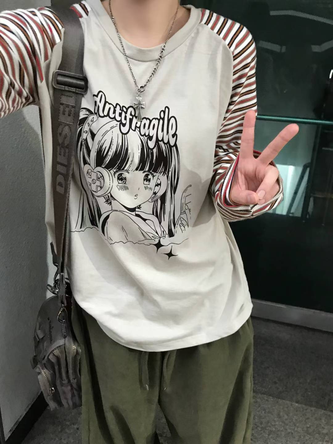 WOOJOO韓國代購㊣女裝新品時尚休閑職業熱賣真品長袖T恤復古WOOJOO長袖T恤