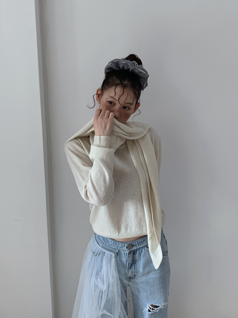 JKICHI東大門㊣實拍女裝新品熱賣25秋冬休閑人氣針織衫含圍巾JKICHI針織衫