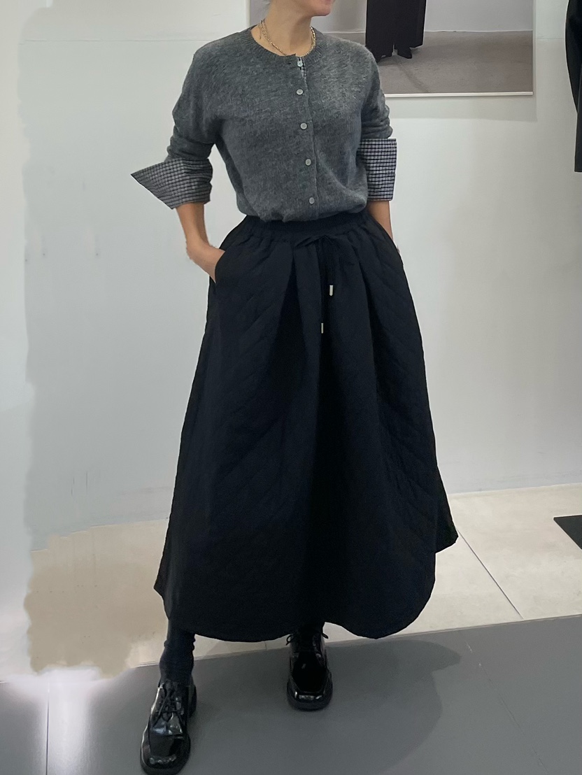 NEOUL韓國代購㊣女裝新品推薦真品人氣25秋冬休閑時尚長裙絎縫NEOUL/ahin雙領標簽長裙