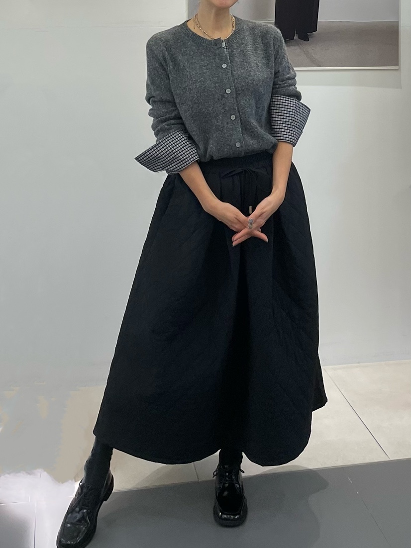 NEOUL韓國代購㊣女裝新品推薦真品人氣25秋冬休閑時尚長裙絎縫NEOUL/ahin雙領標簽長裙