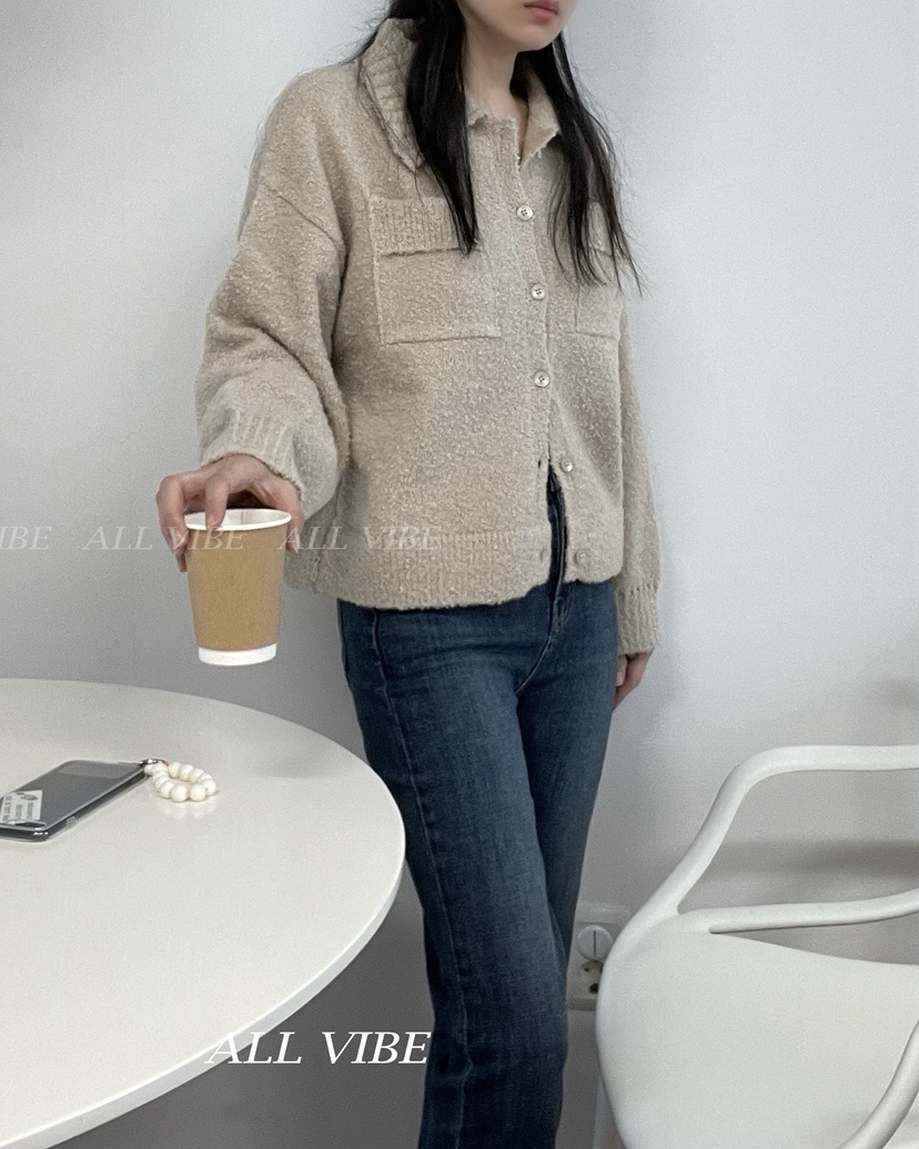 ALLVIBE韓國直郵㊣女裝新款時尚熱賣真品推薦休閑人氣毛衣口袋ALLVIBE毛衣