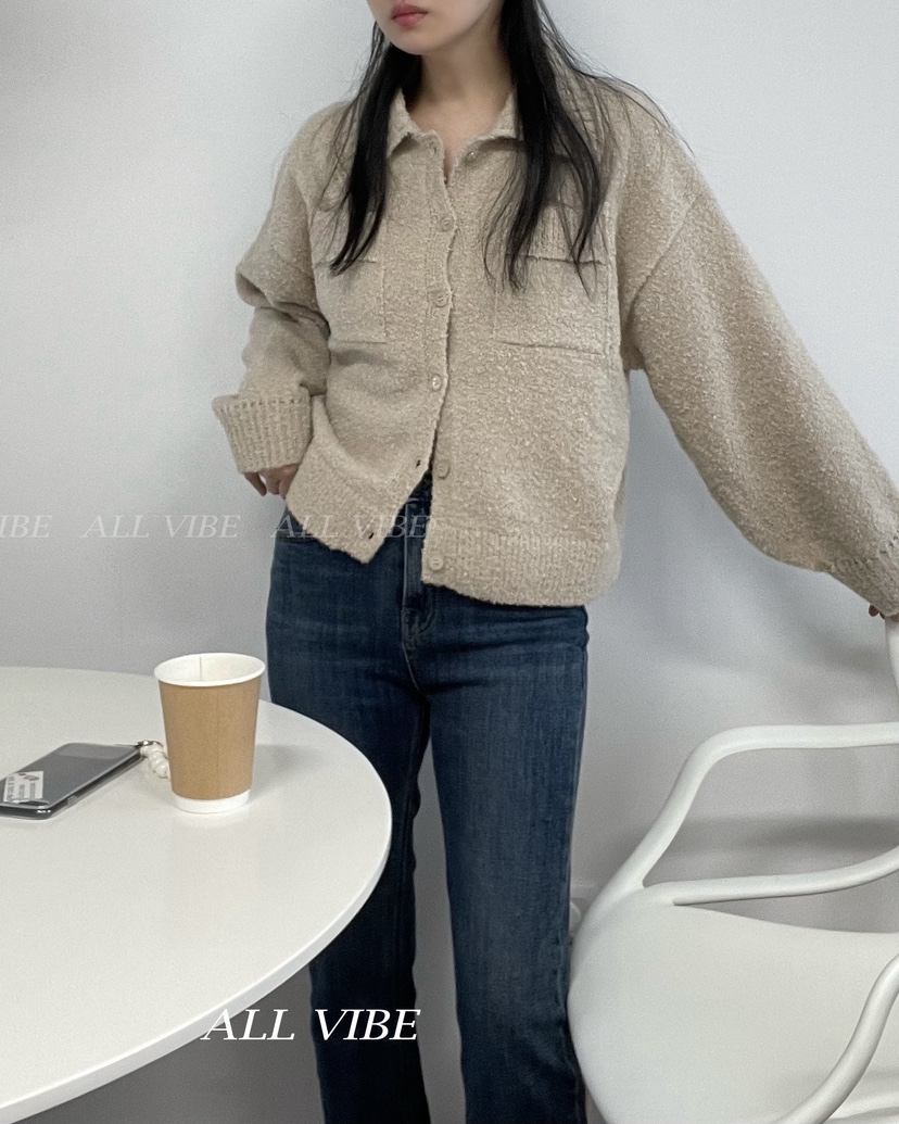ALLVIBE韓國直郵㊣女裝新款時尚熱賣真品推薦休閑人氣毛衣口袋ALLVIBE毛衣