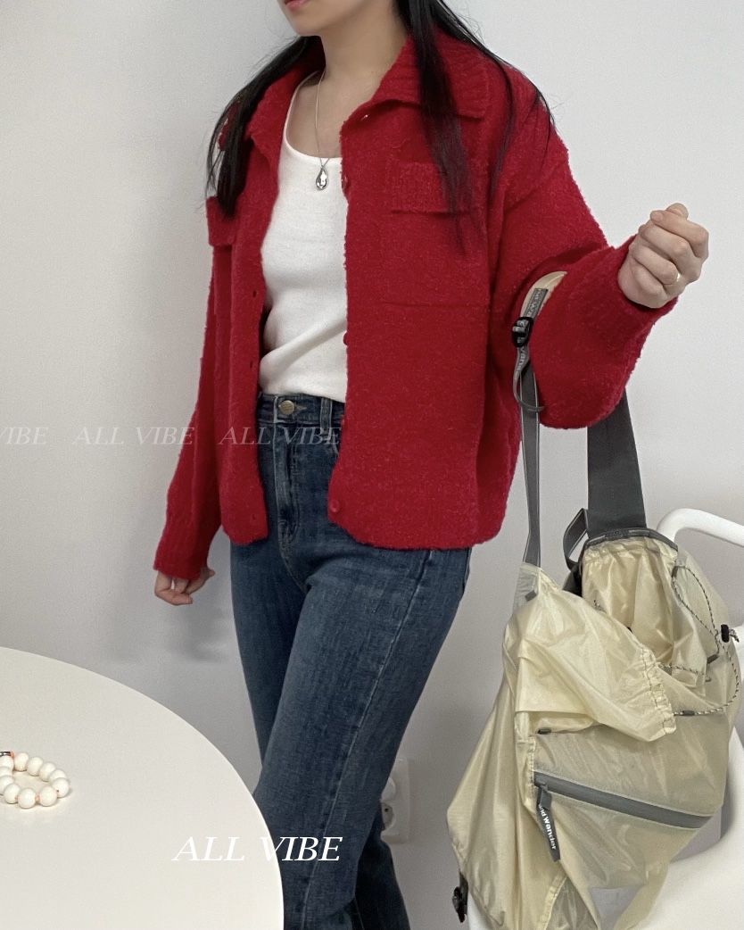 ALLVIBE韓國直郵㊣女裝新款時尚熱賣真品推薦休閑人氣毛衣口袋ALLVIBE毛衣