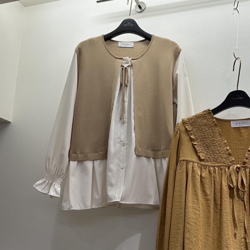 BIKINI韓國直郵㊣女士新品推薦職業時尚真品襯衫蕾絲衫假兩件BIKINI襯衫/蕾絲衫圖色1