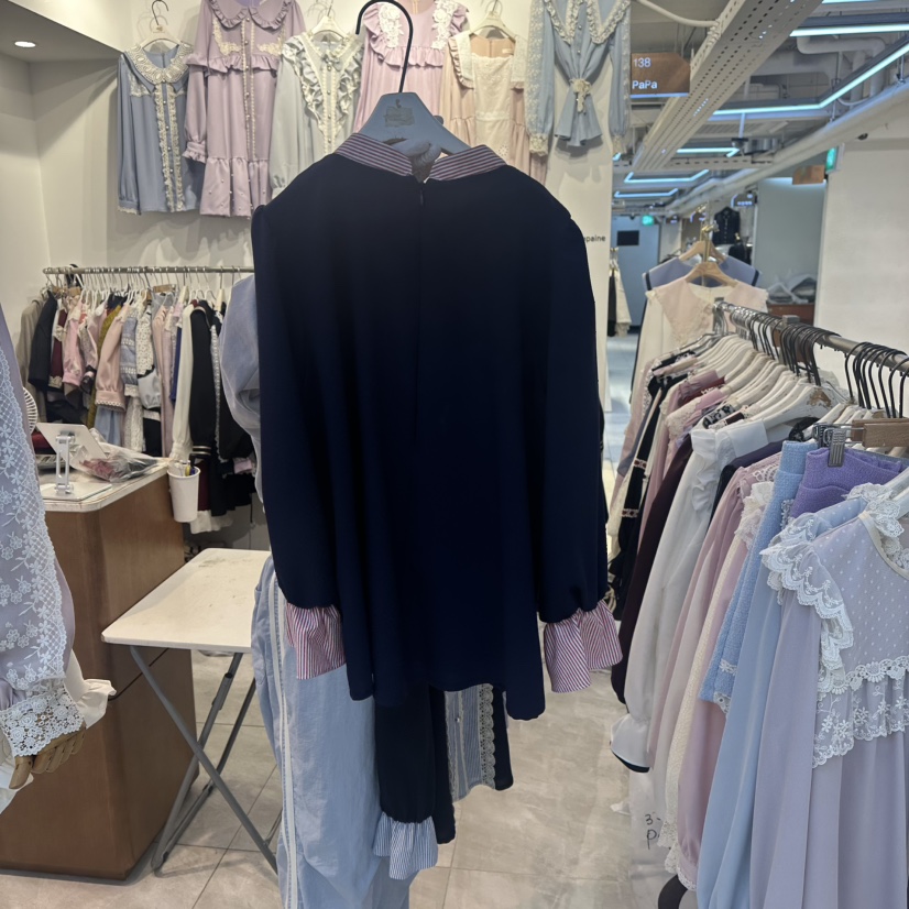 PAPA韓國代購㊣女士新款休閑人氣時尚25秋冬真品襯衫蕾絲衫PAPA襯衫/蕾絲衫