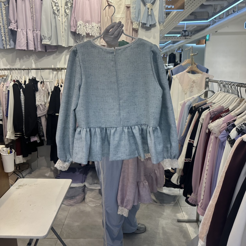 PAPA韓國直郵㊣女士新品時尚職業人氣熱賣25秋冬襯衫蕾絲衫PAPA襯衫/蕾絲衫