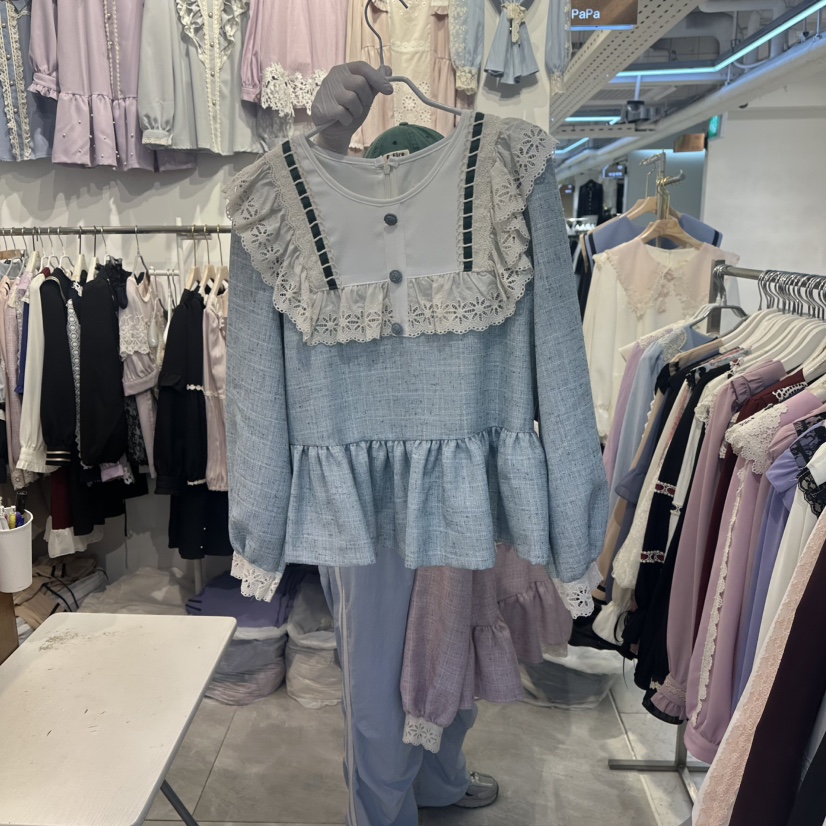 PAPA韓國直郵㊣女士新品時尚職業人氣熱賣25秋冬襯衫蕾絲衫PAPA襯衫/蕾絲衫圖色2