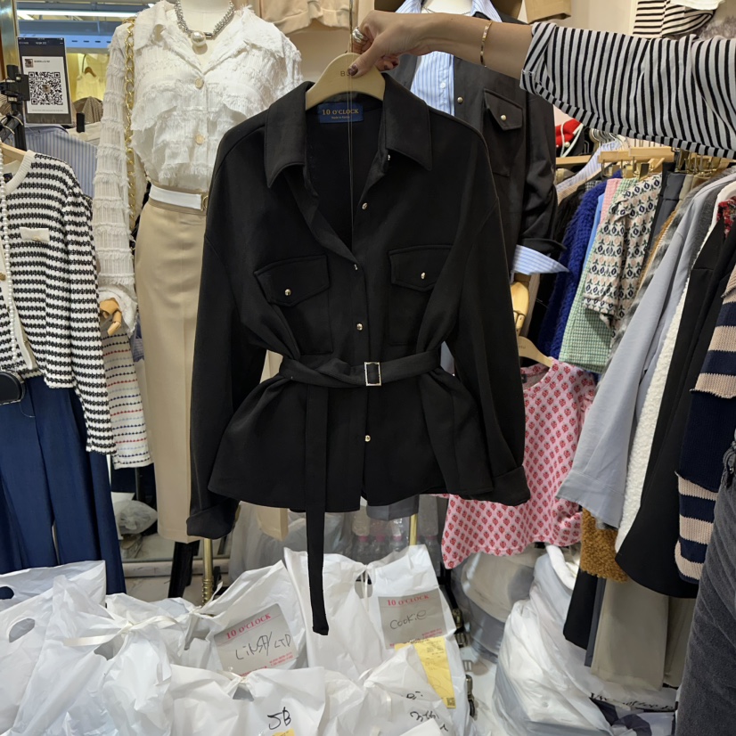BUTTU東大門㊣實拍女士新品休閑熱賣25秋冬夾克含腰帶絨面革10 O CLOCK/Buttu夾克圖色2