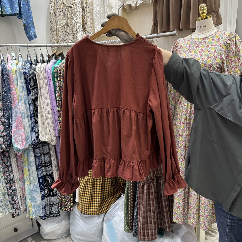 BIKINI韓國直郵㊣女士新款休閑真品25秋冬職業熱賣襯衫蕾絲衫BIKINI襯衫/蕾絲衫