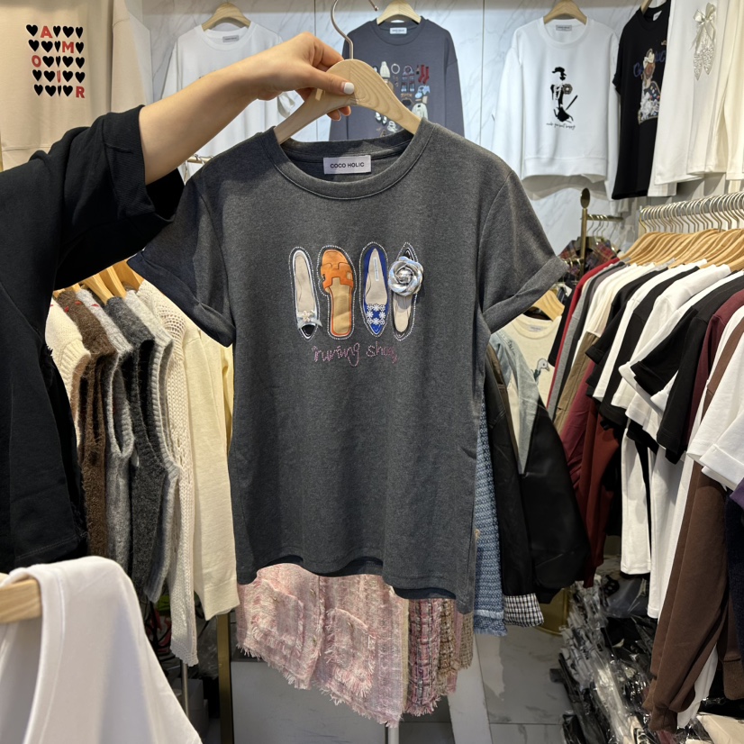 COCO HOLIC東大門㊣代購女士新品熱賣休閑25秋冬時尚職業T恤COCO HOLICT恤圖色3