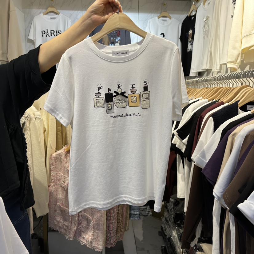 COCO HOLIC韓國直郵㊣女裝新款人氣休閑推薦職業T恤可愛的COCO HOLICT恤圖色1