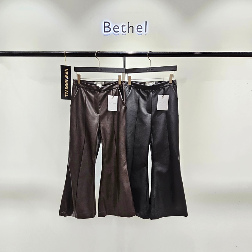BETHEL韓國直郵㊣女士新品休閑推薦真品時尚熱賣休閑褲皮革BETHEL休閑褲