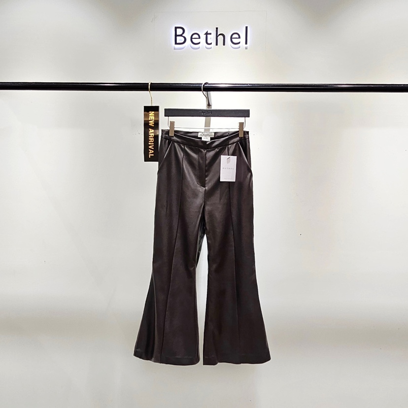 BETHEL韓國直郵㊣女士新品休閑推薦真品時尚熱賣休閑褲皮革BETHEL休閑褲圖色1