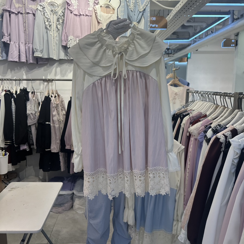 PAPA韓國代購㊣女士新品25秋冬人氣真品熱賣職業襯衫蕾絲衫PAPA襯衫/蕾絲衫圖色1