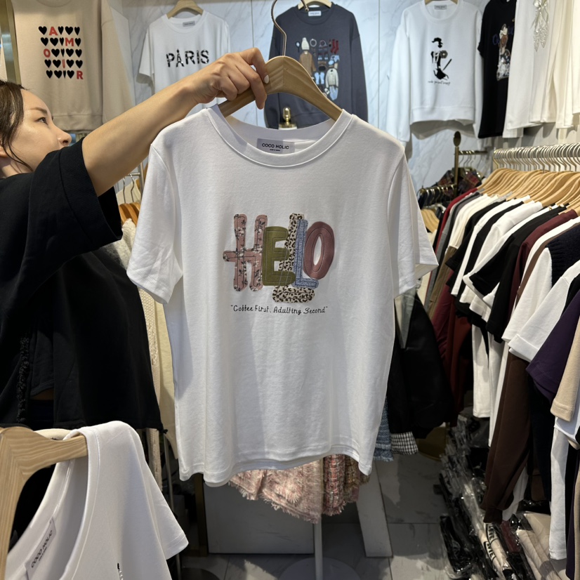 COCO HOLIC東大門㊣實拍女士新款職業推薦25秋冬真品人氣T恤COCO HOLICT恤圖色1