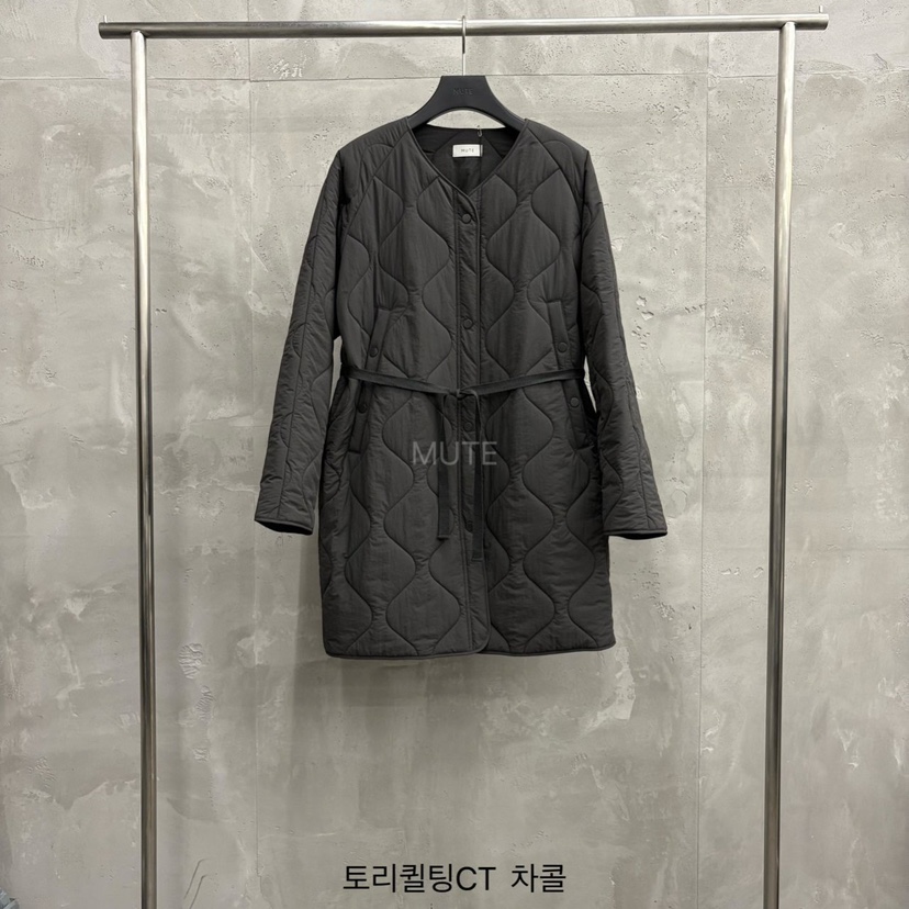 MUTE-P東大門㊣代購女裝新品真品職業25秋冬人氣長款風衣絎縫MUTE長款風衣圖色2墨色