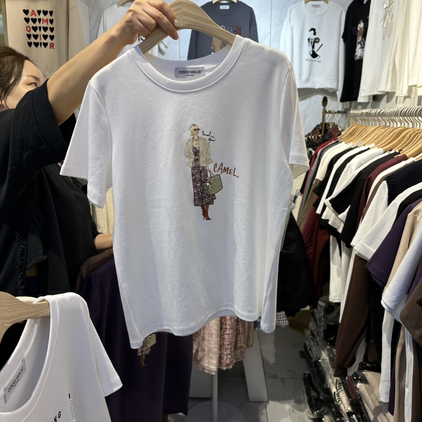 COCO HOLIC韓國代購㊣女裝新款時尚職業人氣真品熱賣25秋冬T恤COCO HOLICT恤圖色1