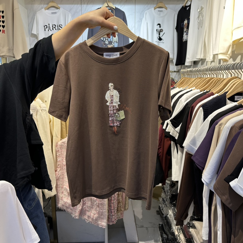 COCO HOLIC韓國代購㊣女裝新款時尚職業人氣真品熱賣25秋冬T恤COCO HOLICT恤圖色3