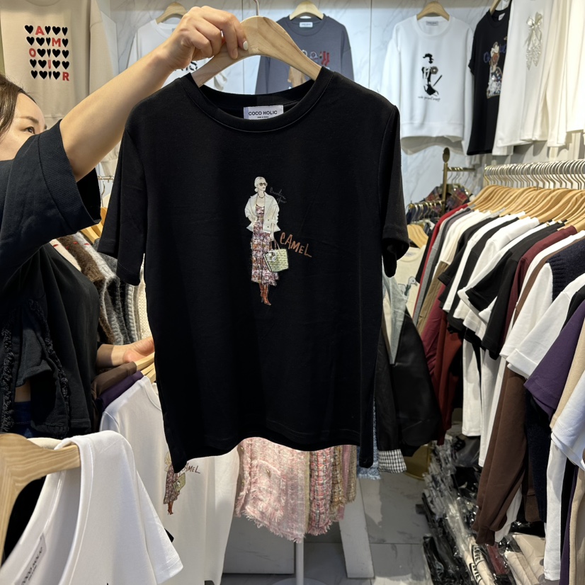 COCO HOLIC韓國代購㊣女裝新款時尚職業人氣真品熱賣25秋冬T恤COCO HOLICT恤圖色4