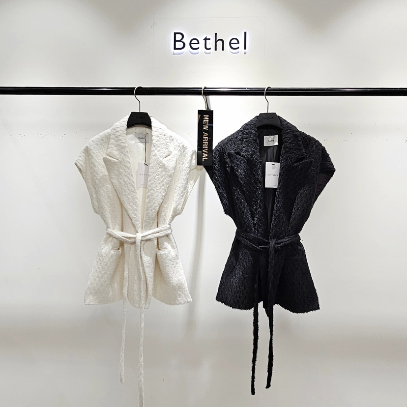 BETHEL韓國代購㊣女士新品時尚25秋冬推薦人氣熱賣馬甲含腰繩BETHEL馬甲