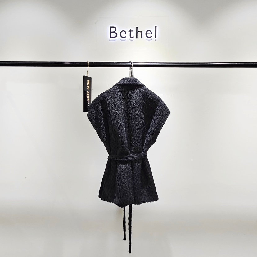 BETHEL韓國代購㊣女士新品時尚25秋冬推薦人氣熱賣馬甲含腰繩BETHEL馬甲