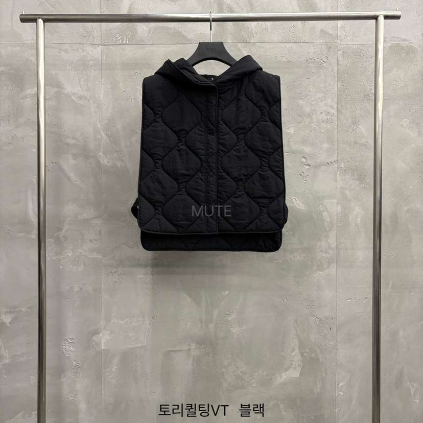 MUTE-P韓國直郵㊣女士新品人氣熱賣25秋冬時尚職業馬甲絎縫MUTE馬甲圖色4黑色