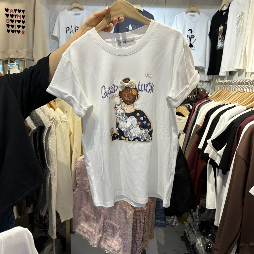 COCO HOLIC東大門㊣實拍女裝新款真品職業時尚休閑人氣T恤COCO HOLICT恤圖色1
