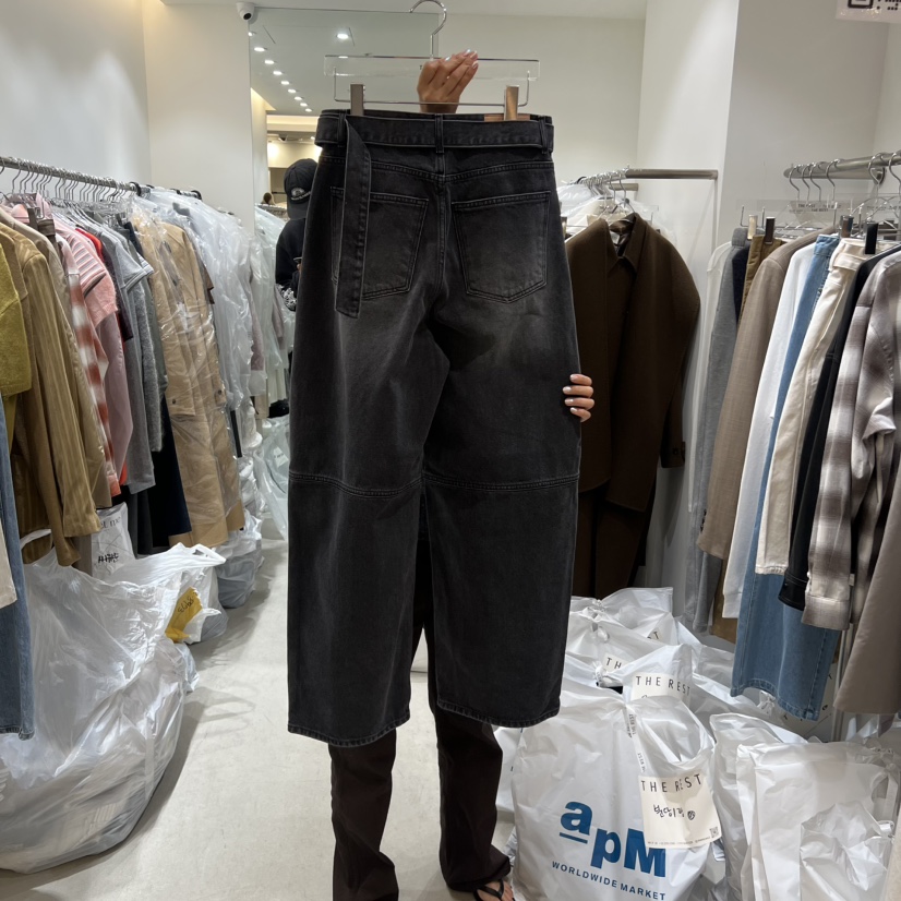 THE REST東大門㊣代購女士新品25秋冬真品熱賣牛仔褲含腰帶THE REST/UNNOEUD牛仔褲