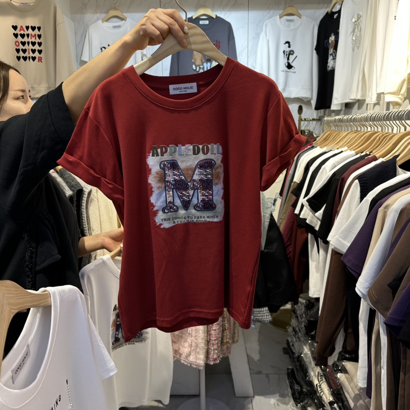 COCO HOLIC韓國代購㊣女裝新品時尚25秋冬推薦職業熱賣T恤COCO HOLICT恤圖色2