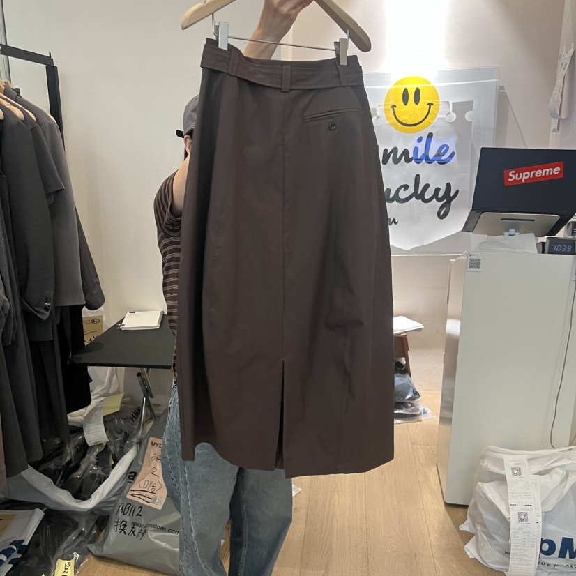 LA MAGIE FEMME東大門㊣實拍女士新品推薦25秋冬長裙含腰帶棉Lamagie Femme長裙