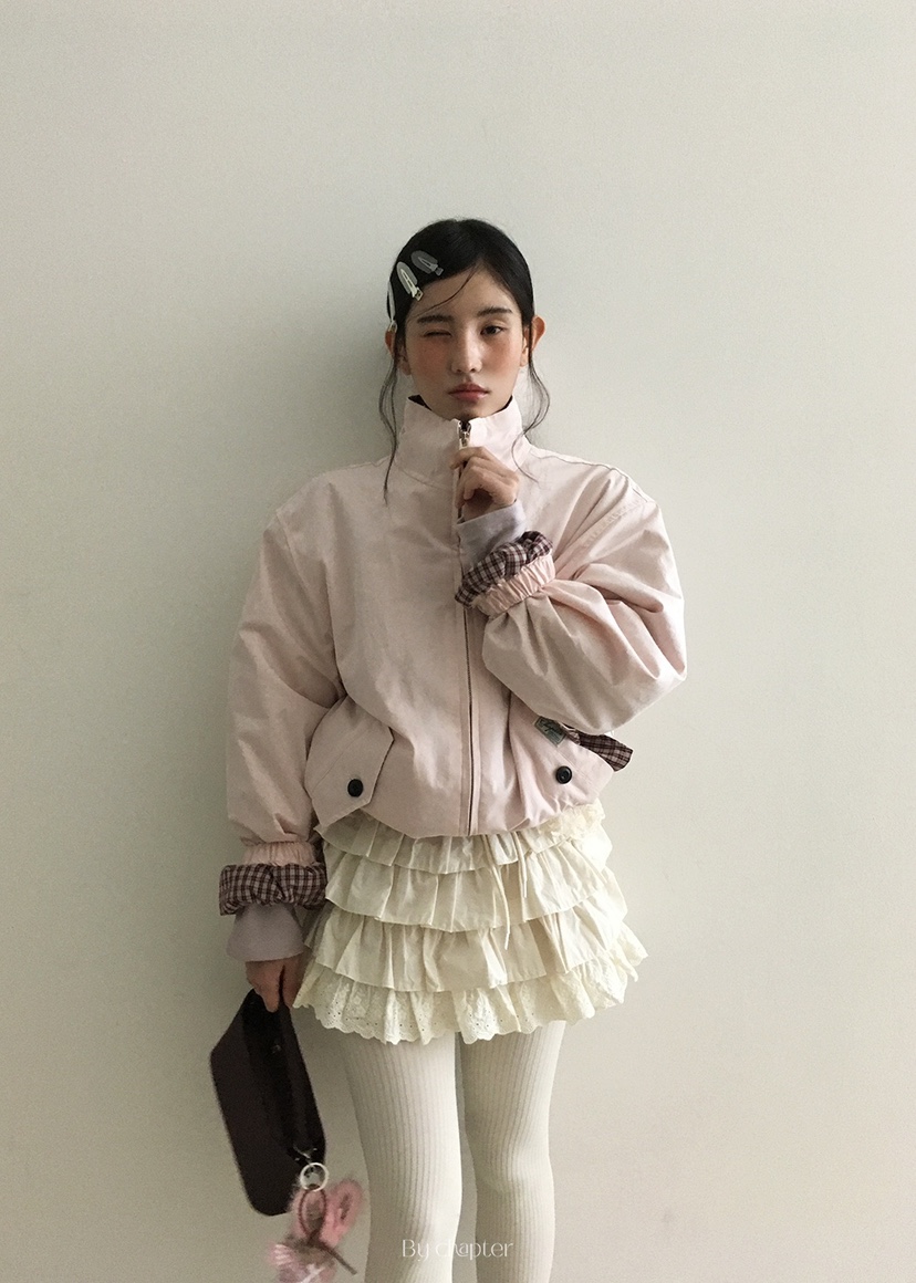 BY CHAPTER韓國直郵㊣女士新品熱賣休閑真品時尚推薦夾克格紋BY Chapter夾克圖色1