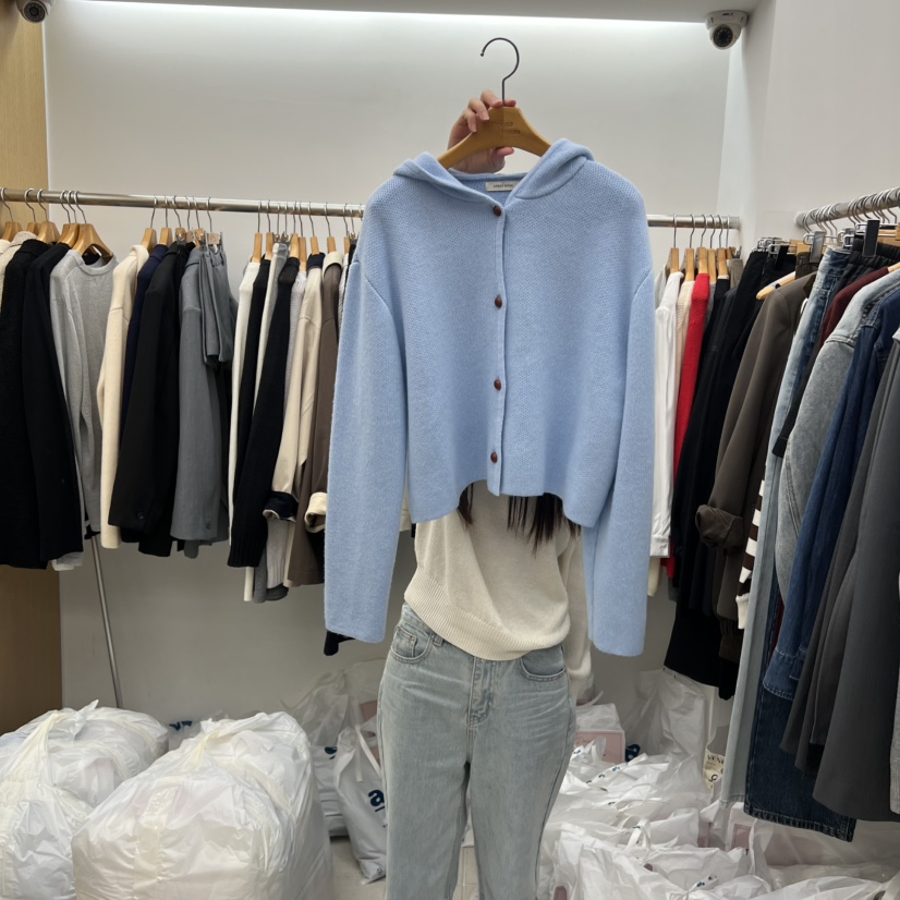 DRESS ROOM韓國代購㊣女裝新品職業休閑時尚針織衫連帽針織衫DRESS ROOM針織衫圖色1